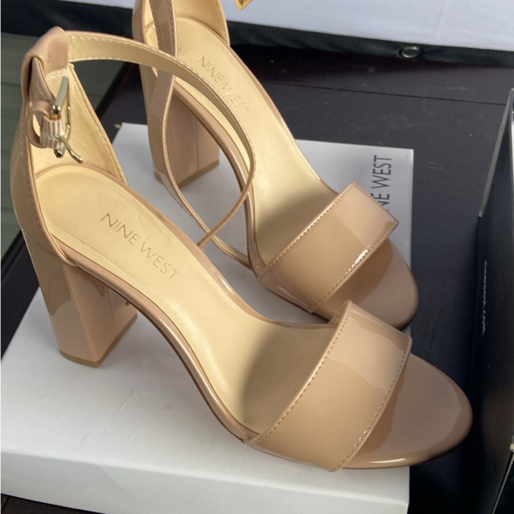 Nine West Nude Block Heel Sandals